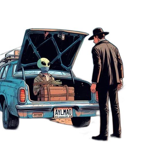 car, jacket, robot, hat transparent PNG cut-out