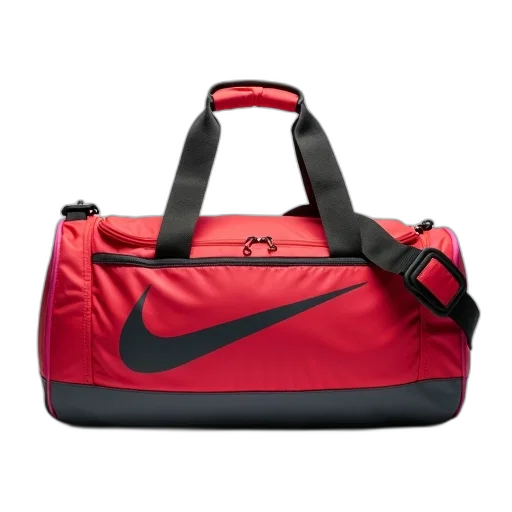 red, grey, nike, duffel transparent PNG cut-out