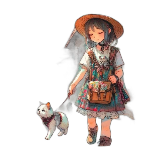 dress, hat, staff, creature transparent PNG cut-out