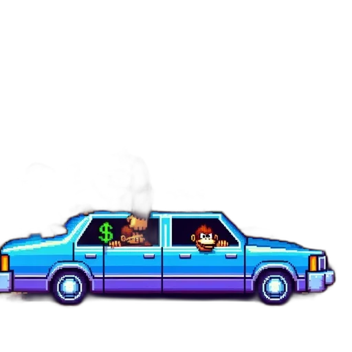car, pixel art, concept art, vaporwave transparent PNG cut-out