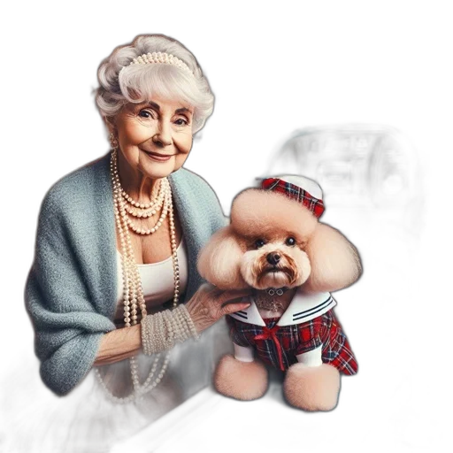 photorealistic, elderly, lady, silver transparent PNG cut-out