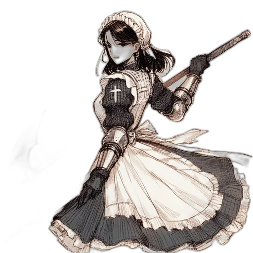 dress, weapon, staff, concept art transparent PNG cut-out