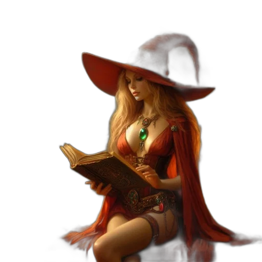 hat, dress, staff, fantasy art transparent PNG cut-out