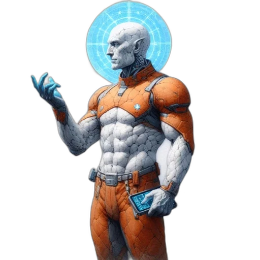 robot, staff, concept art, comic book art transparent PNG cut-out