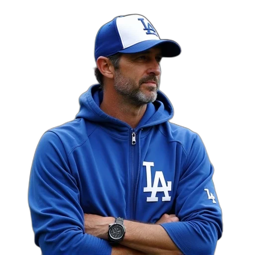 jacket, hat, staff, dodgers transparent PNG cut-out