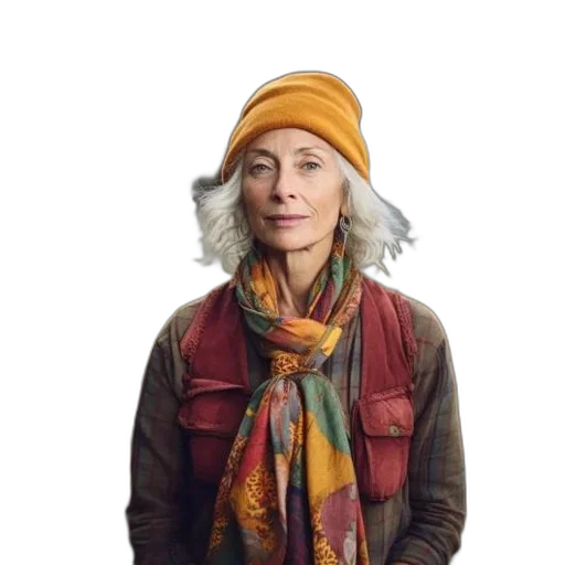 hat, jacket, face, staff transparent PNG cut-out