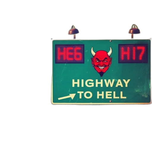 concept art, humorous, highway, sign transparent PNG cut-out