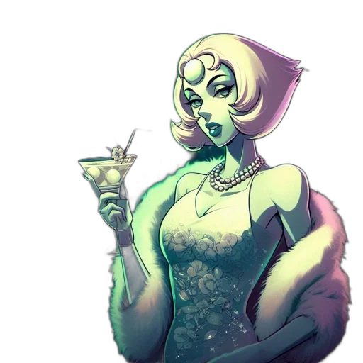 dress, jewelry, crown, staff transparent PNG cut-out