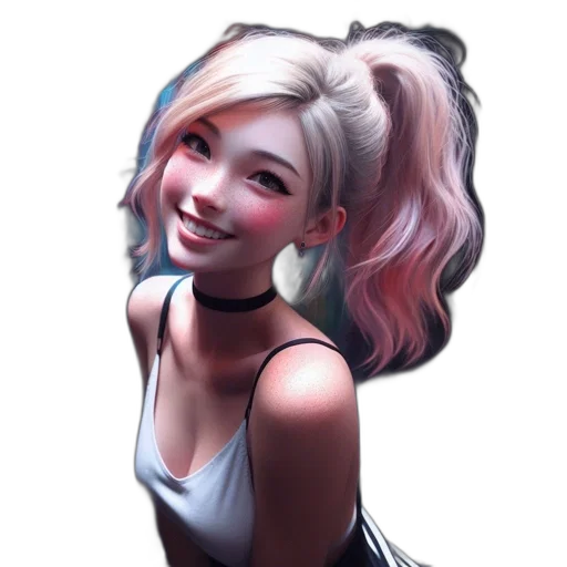 face, hair, dress, staff transparent PNG cut-out