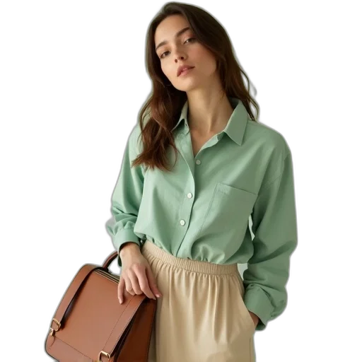 dress, jacket, staff, earth tones transparent PNG cut-out
