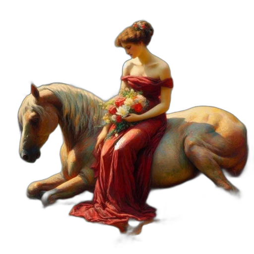dress, jewelry, dragon, oil painting transparent PNG cut-out