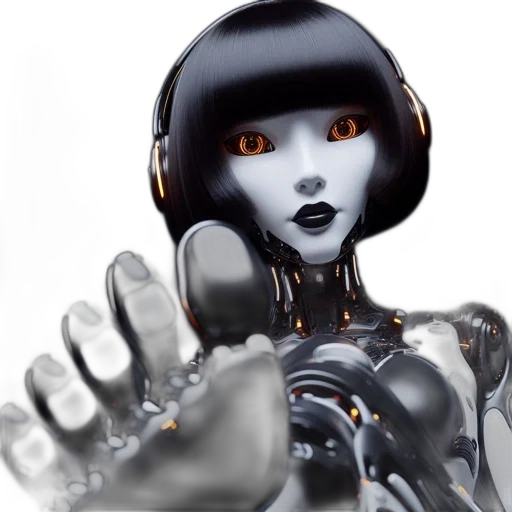 robot, 3d render, concept art, cyberpunk transparent PNG cut-out