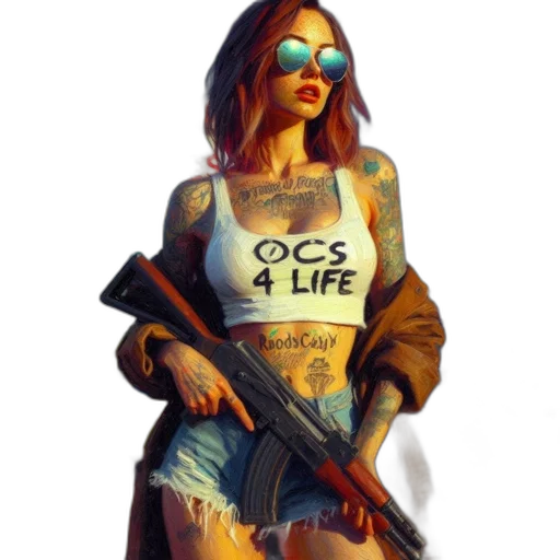 weapon, jacket, dress, cyberpunk transparent PNG cut-out