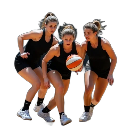 women, black, netball, uniform transparent PNG cut-out