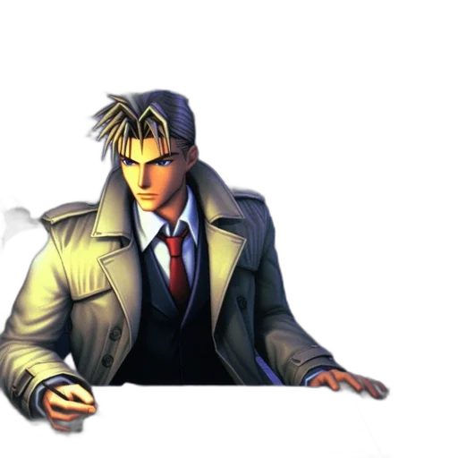 jacket, staff, weapon, face transparent PNG cut-out