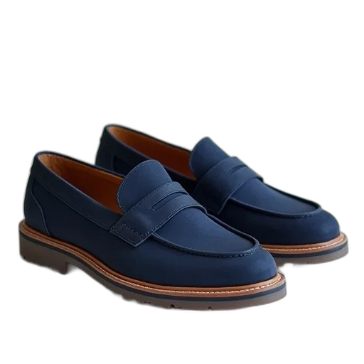 shoes, blue, navy, loafer transparent PNG cut-out
