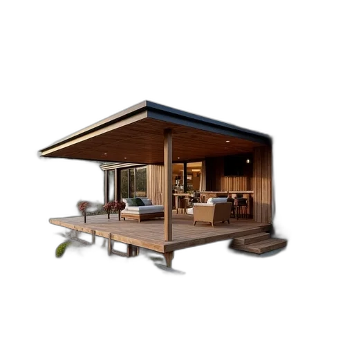 furniture, umbrella, building, 3d render transparent PNG cut-out