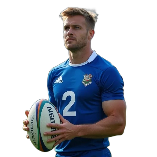 rugby, player, blue, jersey transparent PNG cut-out