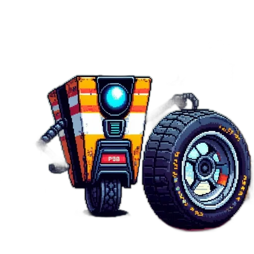robot, car, weapon, pixel art transparent PNG cut-out