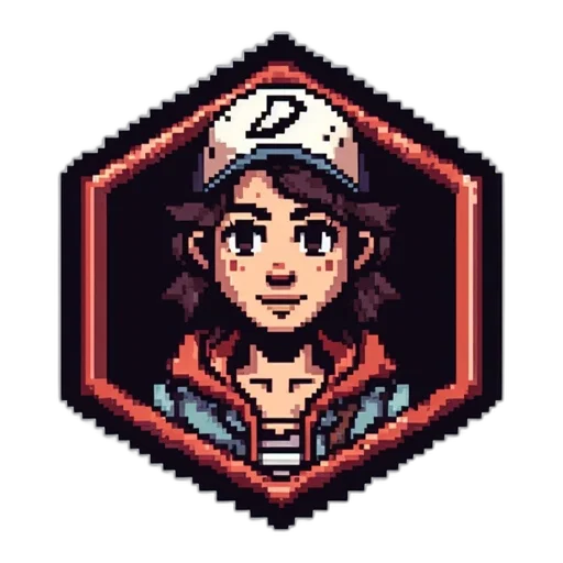 hat, jacket, face, pixel art transparent PNG cut-out