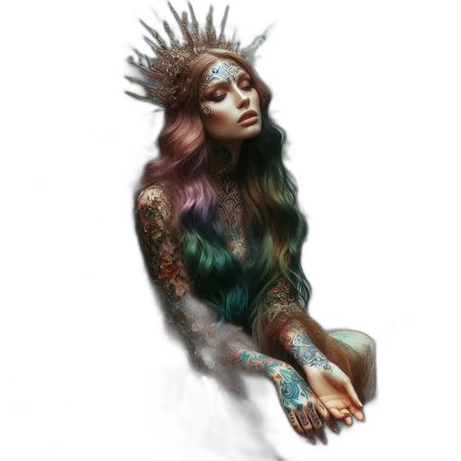 hair, creature, crown, fantasy art transparent PNG cut-out