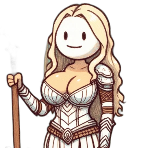 dress, staff, sword, comic book art transparent PNG cut-out