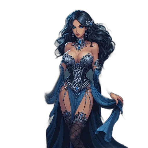 dress, fantasy art, comic book art, concept art transparent PNG cut-out