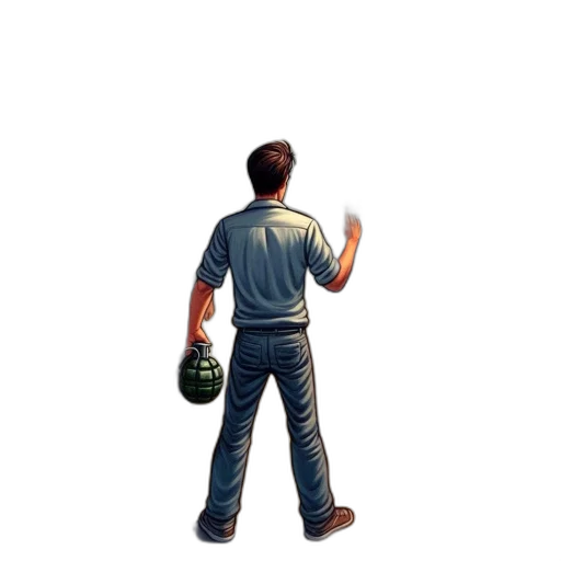 staff, jacket, robot, weapon transparent PNG cut-out