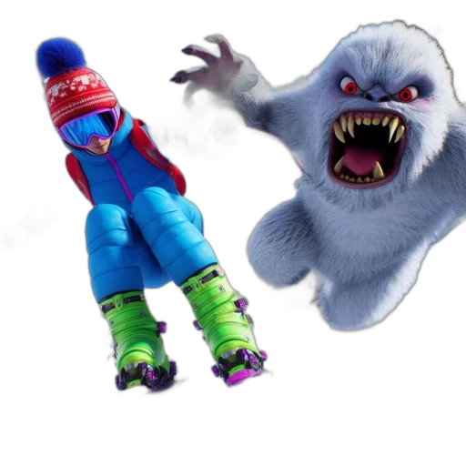 creature, concept art, 3d render, skier transparent PNG cut-out