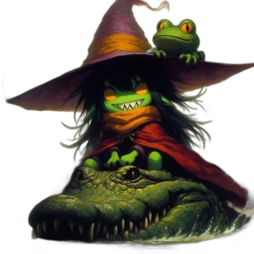 hat, dragon, creature, staff transparent PNG cut-out