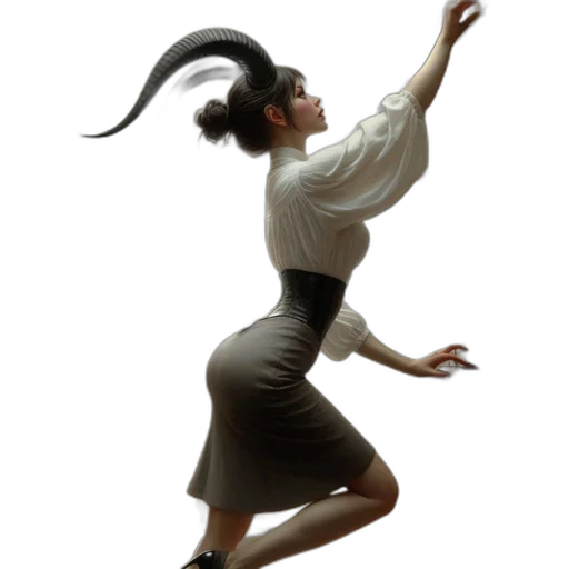 staff, hair, dress, photorealistic transparent PNG cut-out