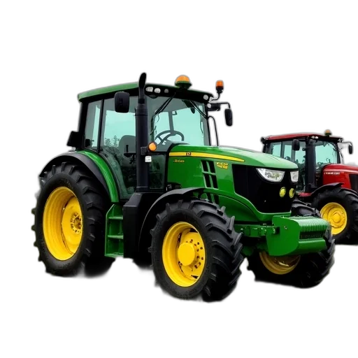 yellow, black, deere, tractor transparent PNG cut-out