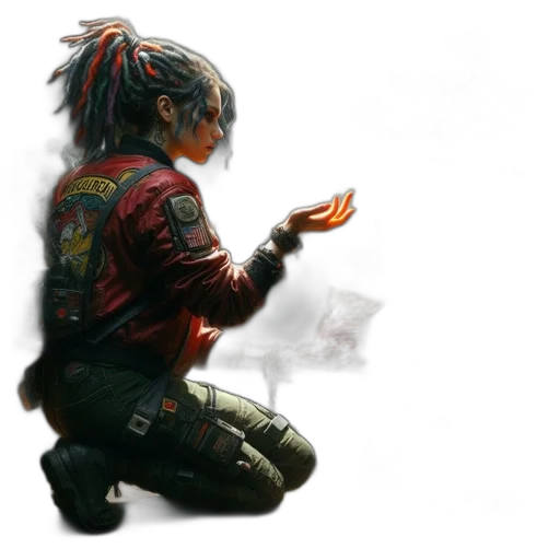 weapon, jacket, concept art, cyberpunk transparent PNG cut-out