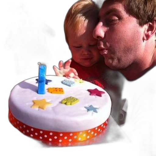 man, kisses, child, while transparent PNG cut-out