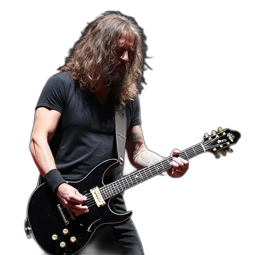 hair, thrasher, guitarist, performing transparent PNG cut-out