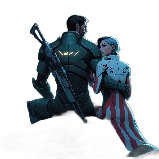 weapon, jacket, concept art, comic book art transparent PNG cut-out