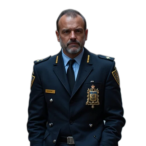 jacket, staff, face, weapon transparent PNG cut-out