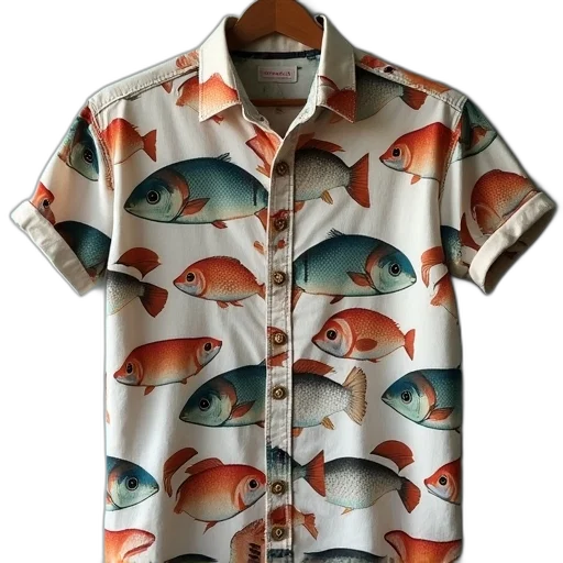 jacket, shirt, fish, print transparent PNG cut-out