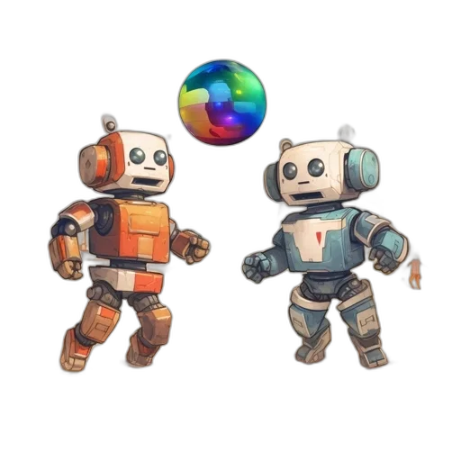 robot, concept art, 3d render, pixel art transparent PNG cut-out