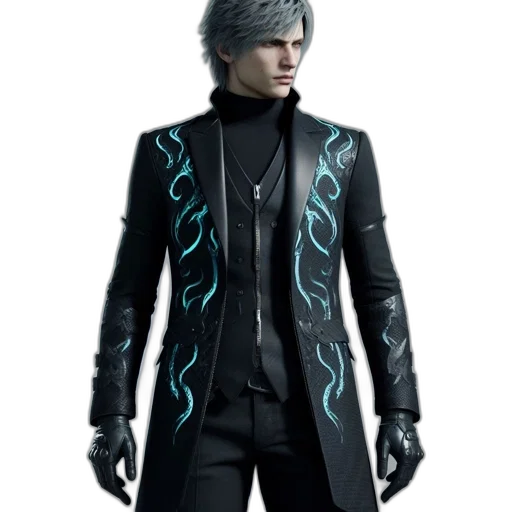 jacket, staff, concept art, cyberpunk transparent PNG cut-out