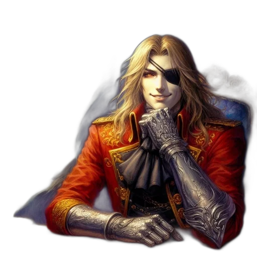 jacket, face, staff, sword transparent PNG cut-out