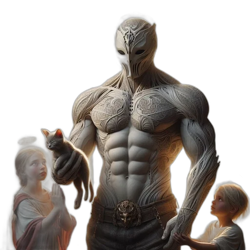 creature, robot, weapon, comic book art transparent PNG cut-out