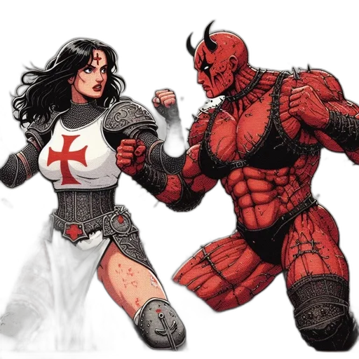 comic book art, concept art, fantasy art, red transparent PNG cut-out