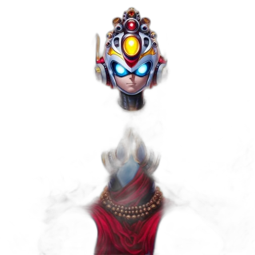 robot, crown, mask, staff transparent PNG cut-out