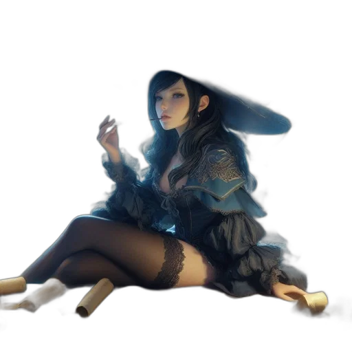 dress, staff, umbrella, hat transparent PNG cut-out