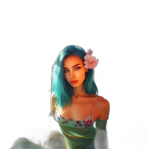 dress, flower, crown, hair transparent PNG cut-out