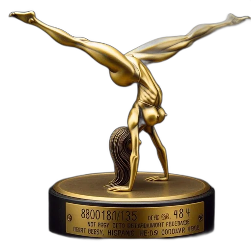 golden, split-pose, female, sculpture transparent PNG cut-out
