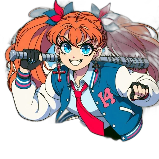 jacket, staff, weapon, hair transparent PNG cut-out