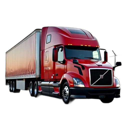 photorealistic, red, black, semi-truck transparent PNG cut-out