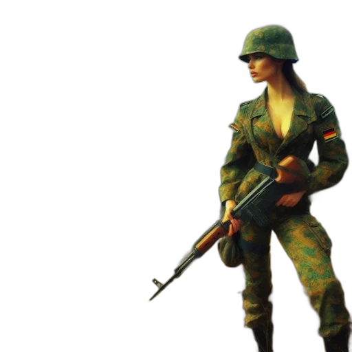weapon, jacket, staff, hat transparent PNG cut-out